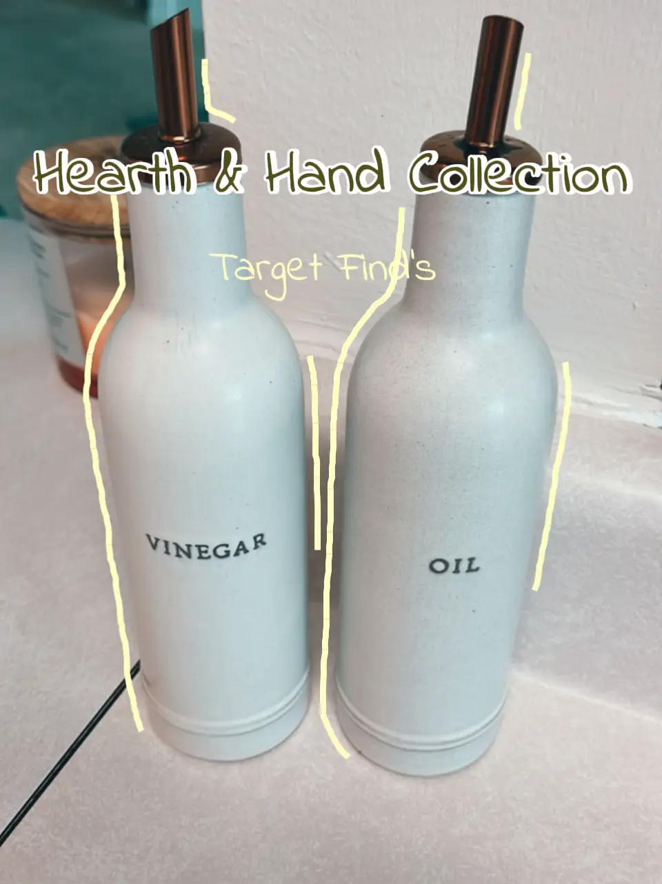 2pc Oil & Vinegar Stoneware Bottle Set Cream/copper - Hearth