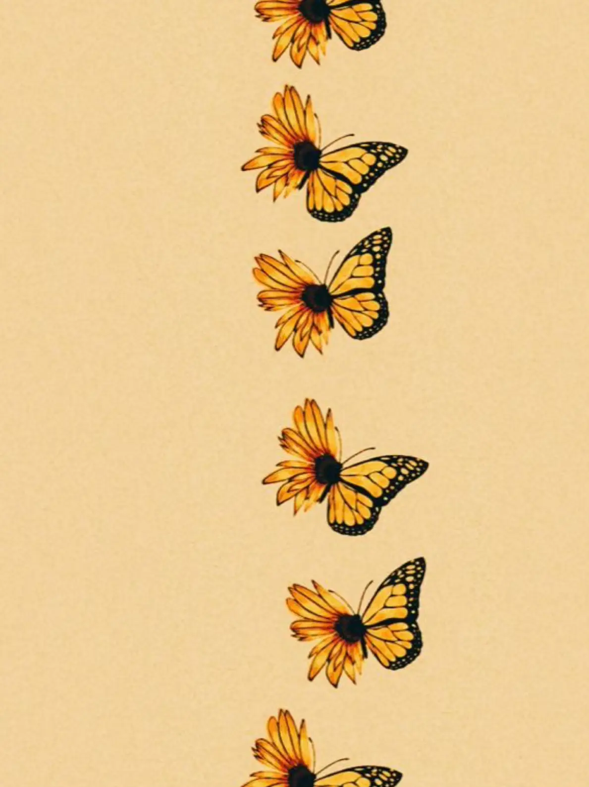  A row of butterflies flying in the air.