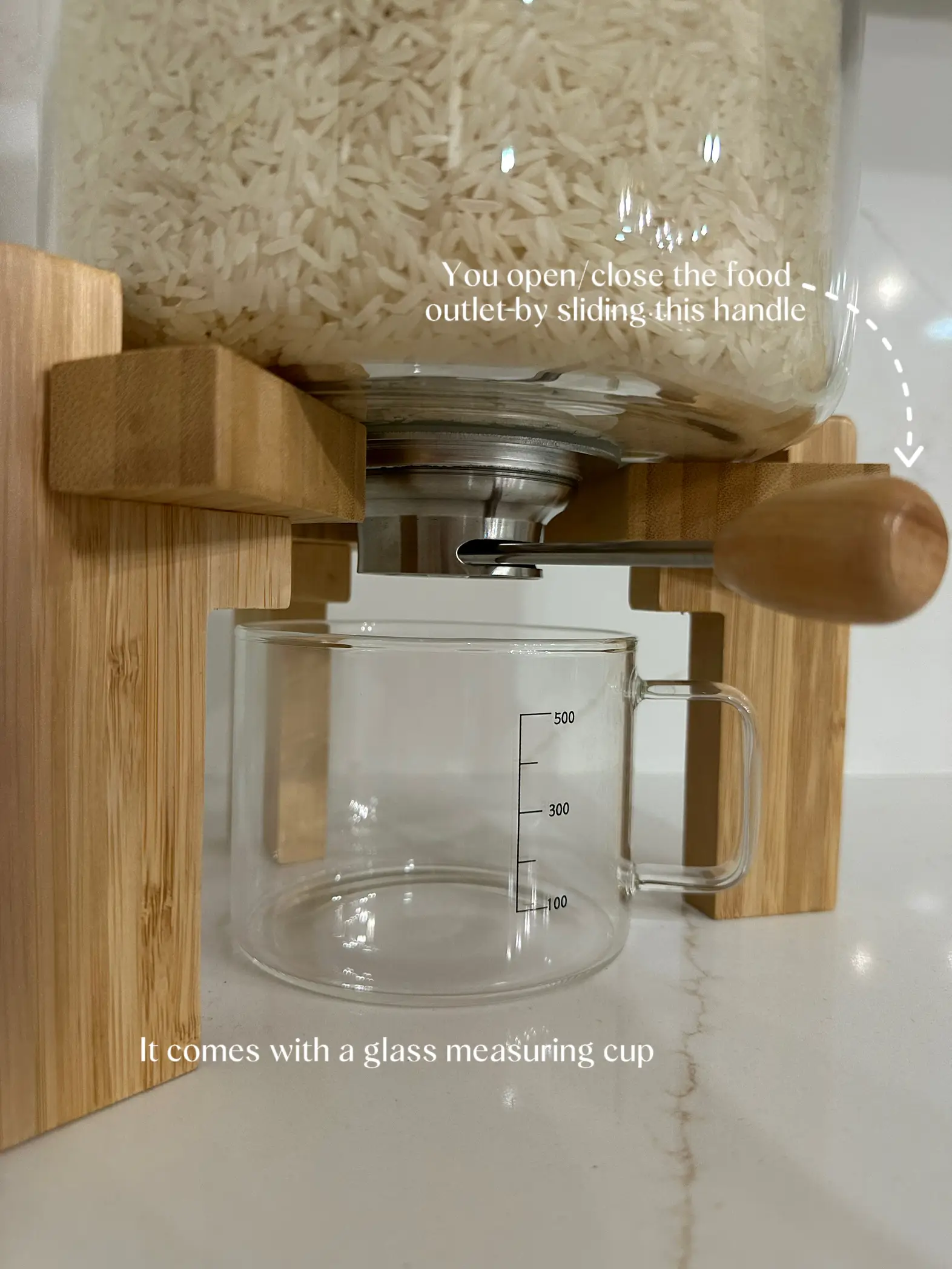 Rice Dispenser Glass And Wood