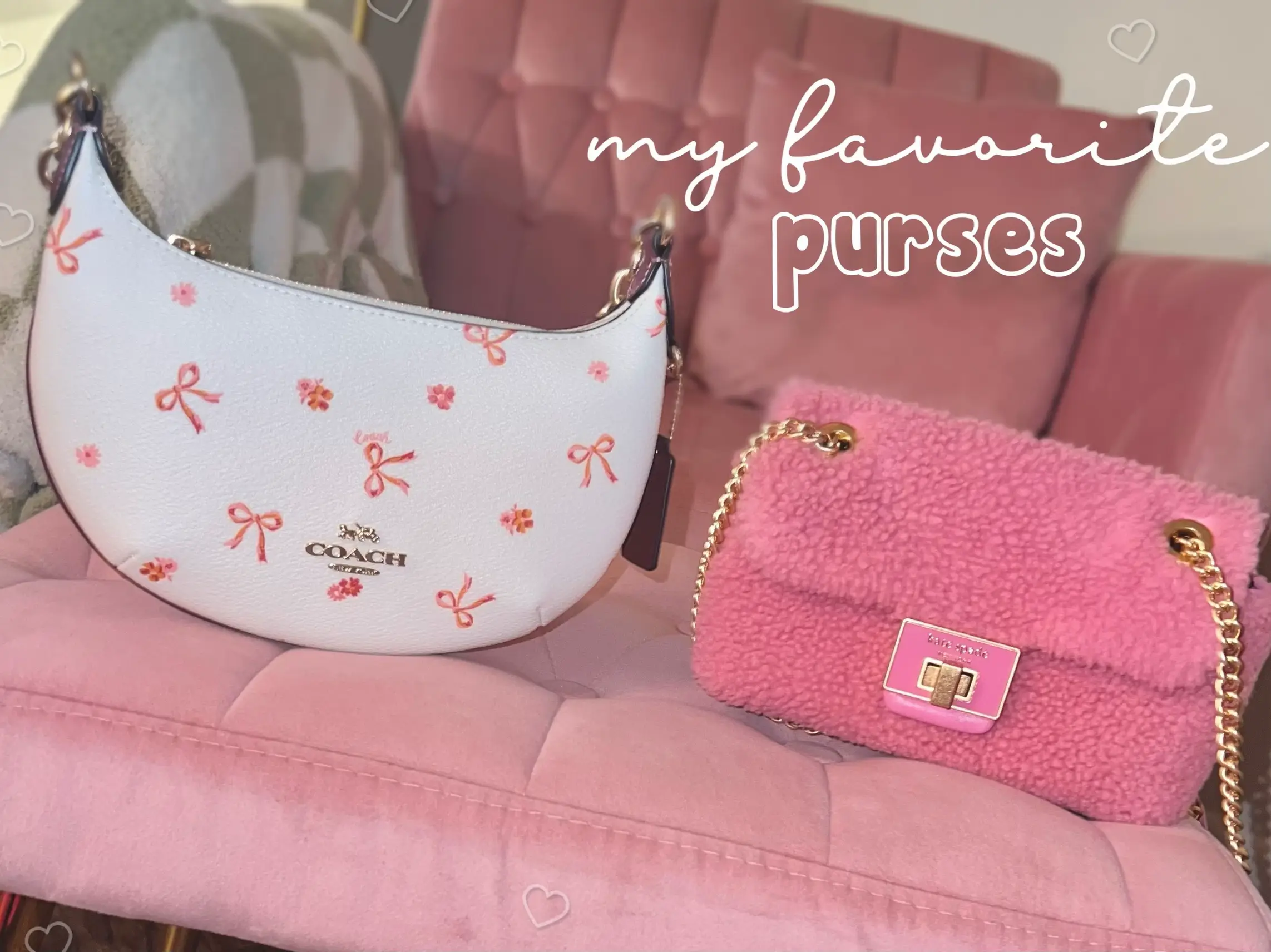 Pink and cheap white coach purse