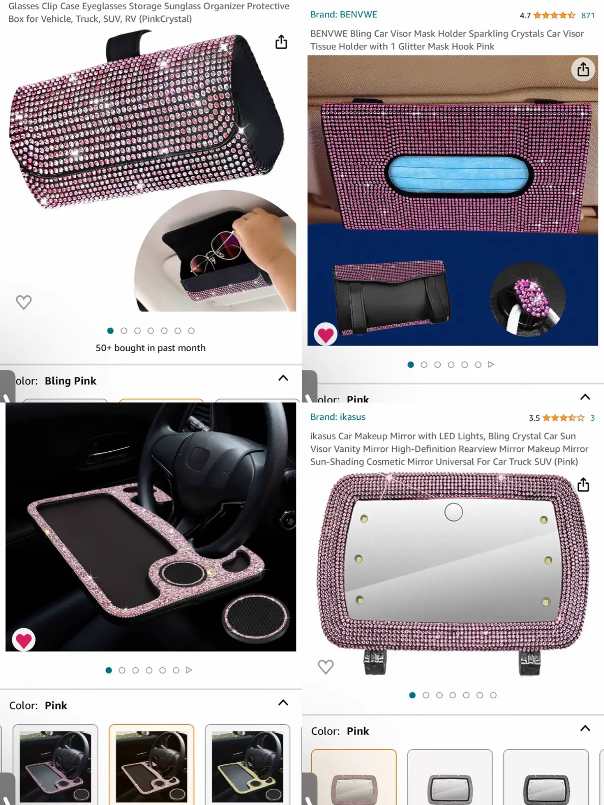 Viewsun 19Pcs Car Cleaning Kit, Pink Car Detailing Kit Interior And