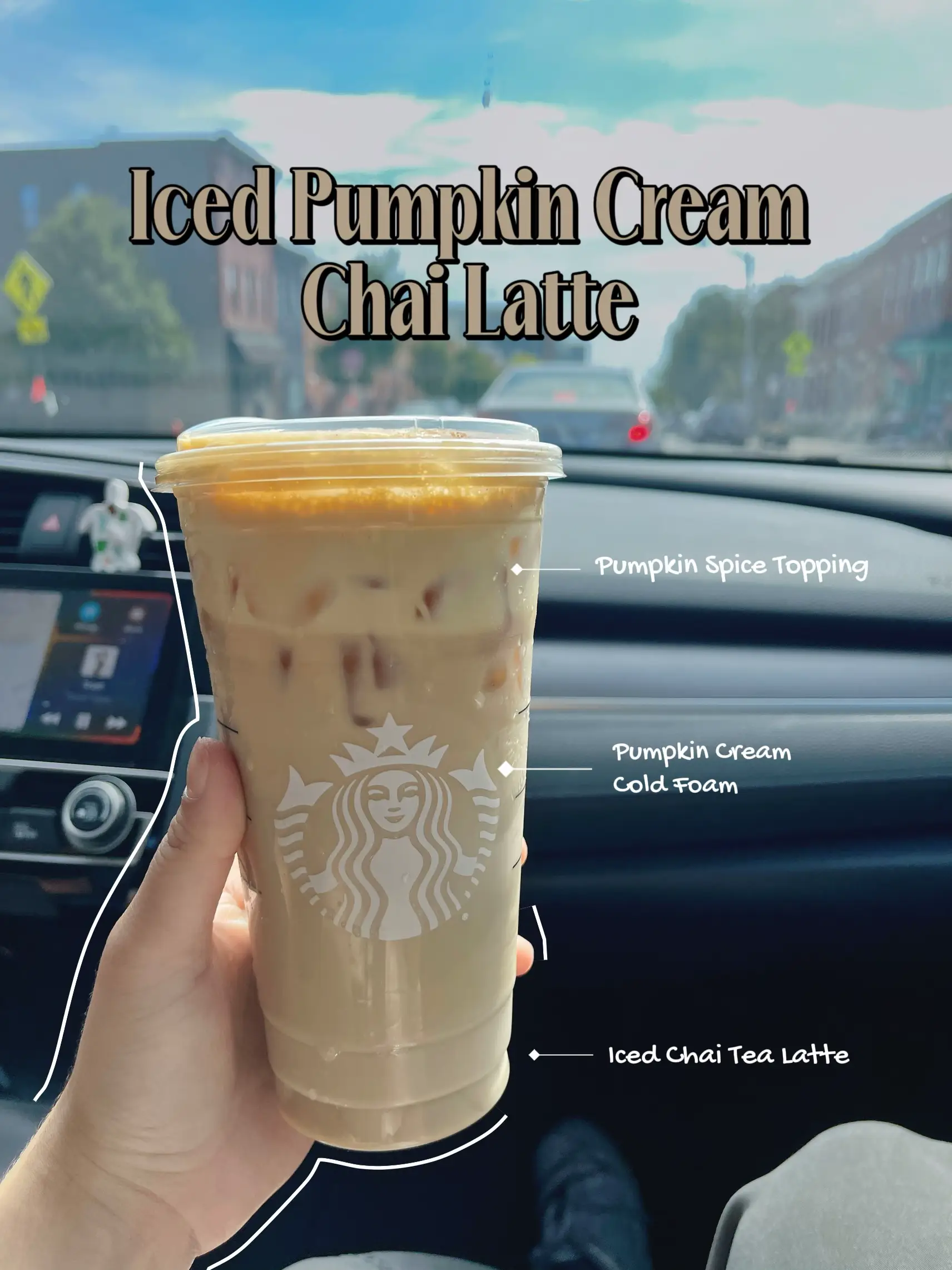 Copycat Starbucks Iced Chai Latte with Pumpkin Cream Cold Foam