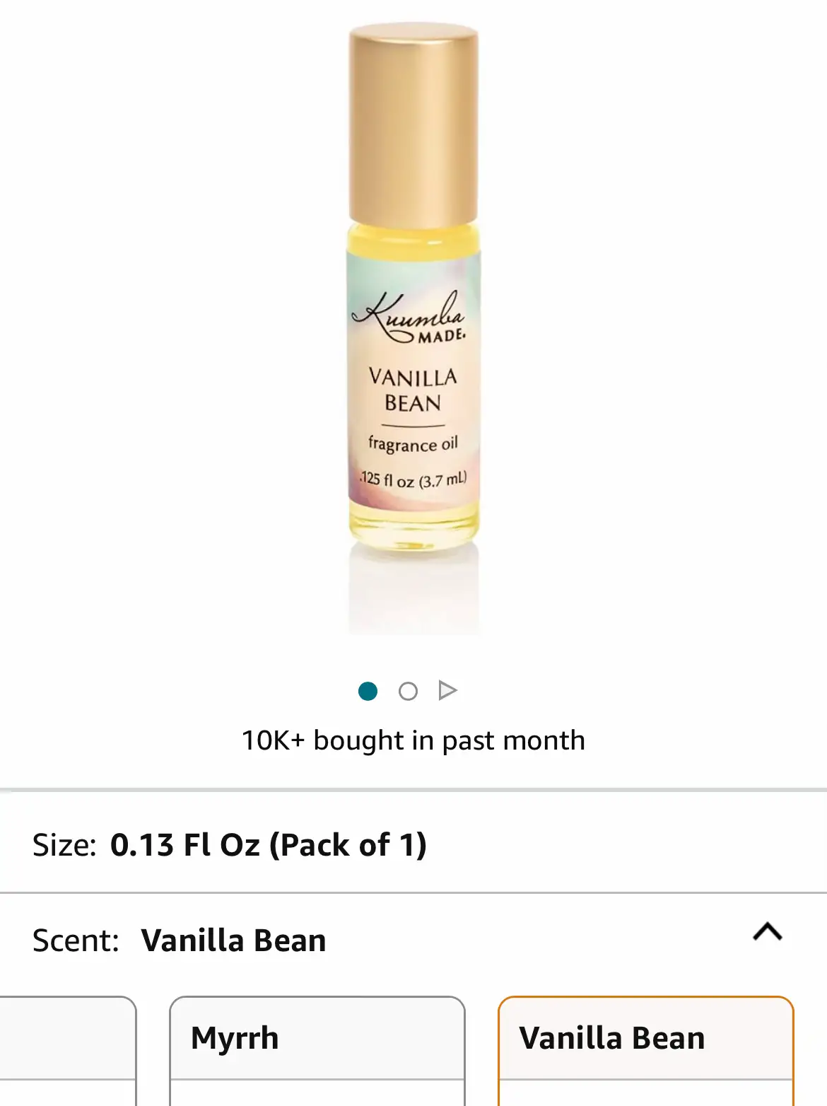 Kuumba Made Vanilla Bean Fragrance Oil Roll-On .125 Oz / 3.7 ml (1-Unit)