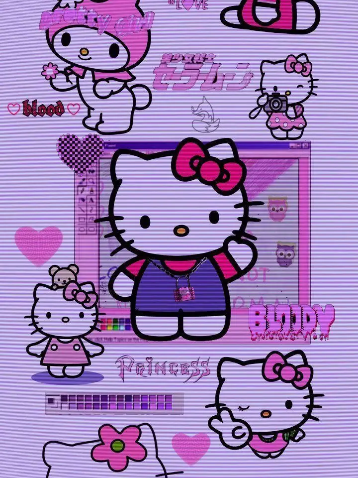 Purple Hello Kitty, Hello Kitty Glitter HD phone wallpaper