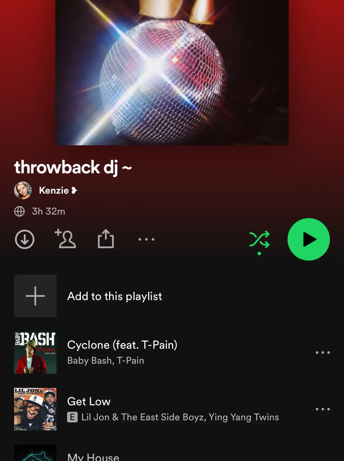  A playlist of music with the words "throwback dj