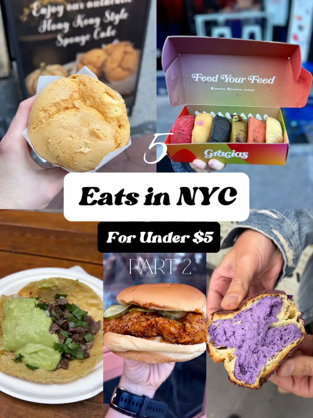  A collage of food from New York City.
