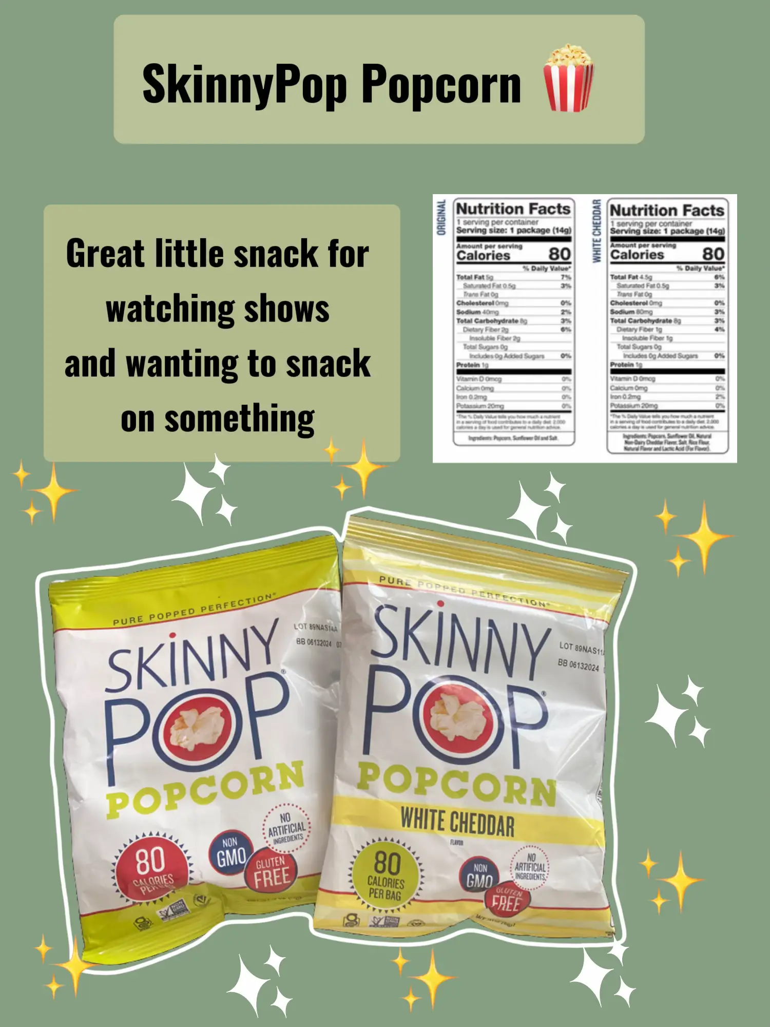  SkinnyPop Popcorn, Gluten Free, Non-GMO, Healthy Snacks, Skinny  Pop Variety Pack (Original & Dairy Free White Cheddar Popcorn), 0.5oz  Individual Size Snack Bags (40 Count)