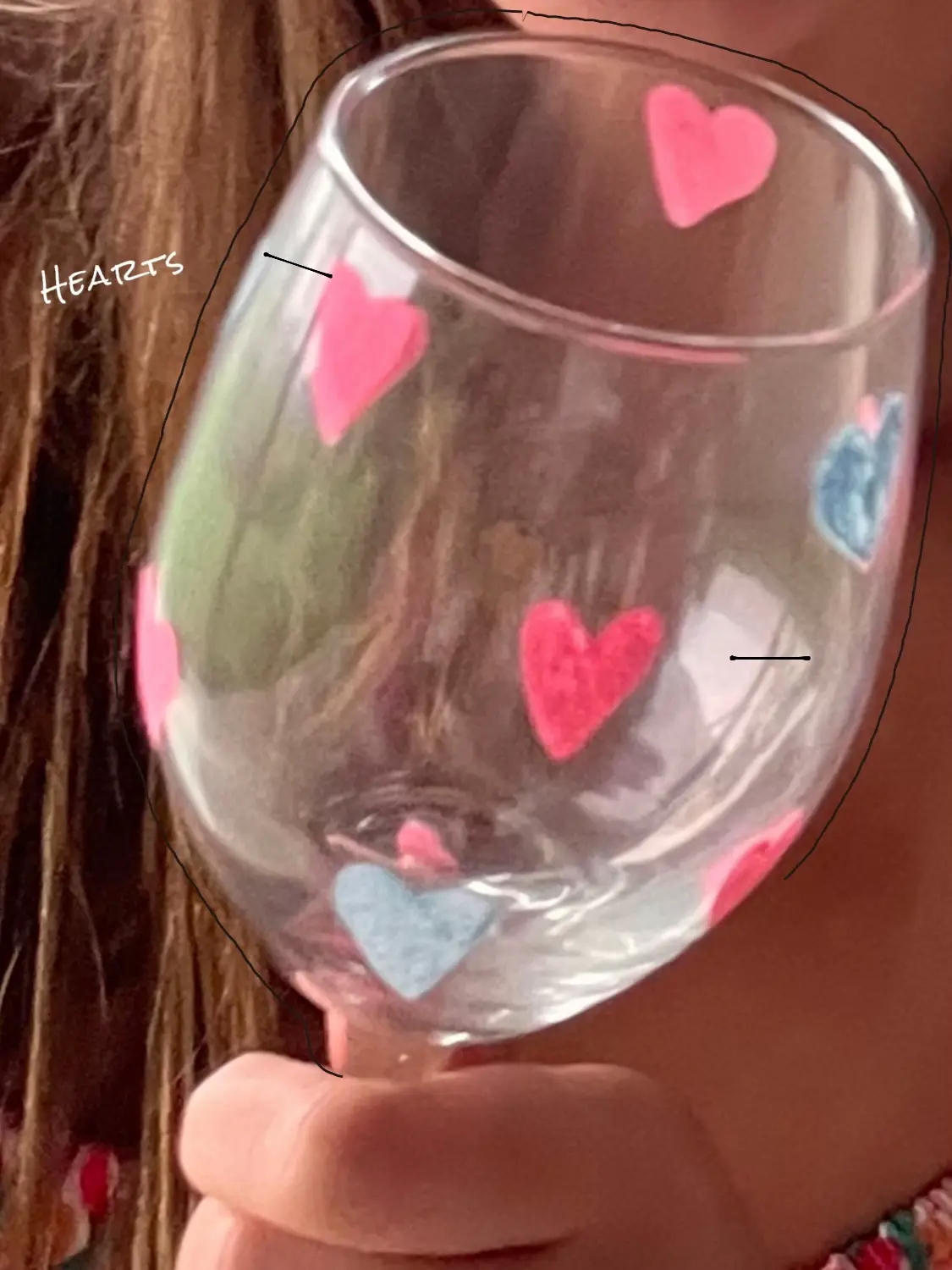 Red Wine Glass, Hand-painted Stained Glass, Rainbows and Flowers