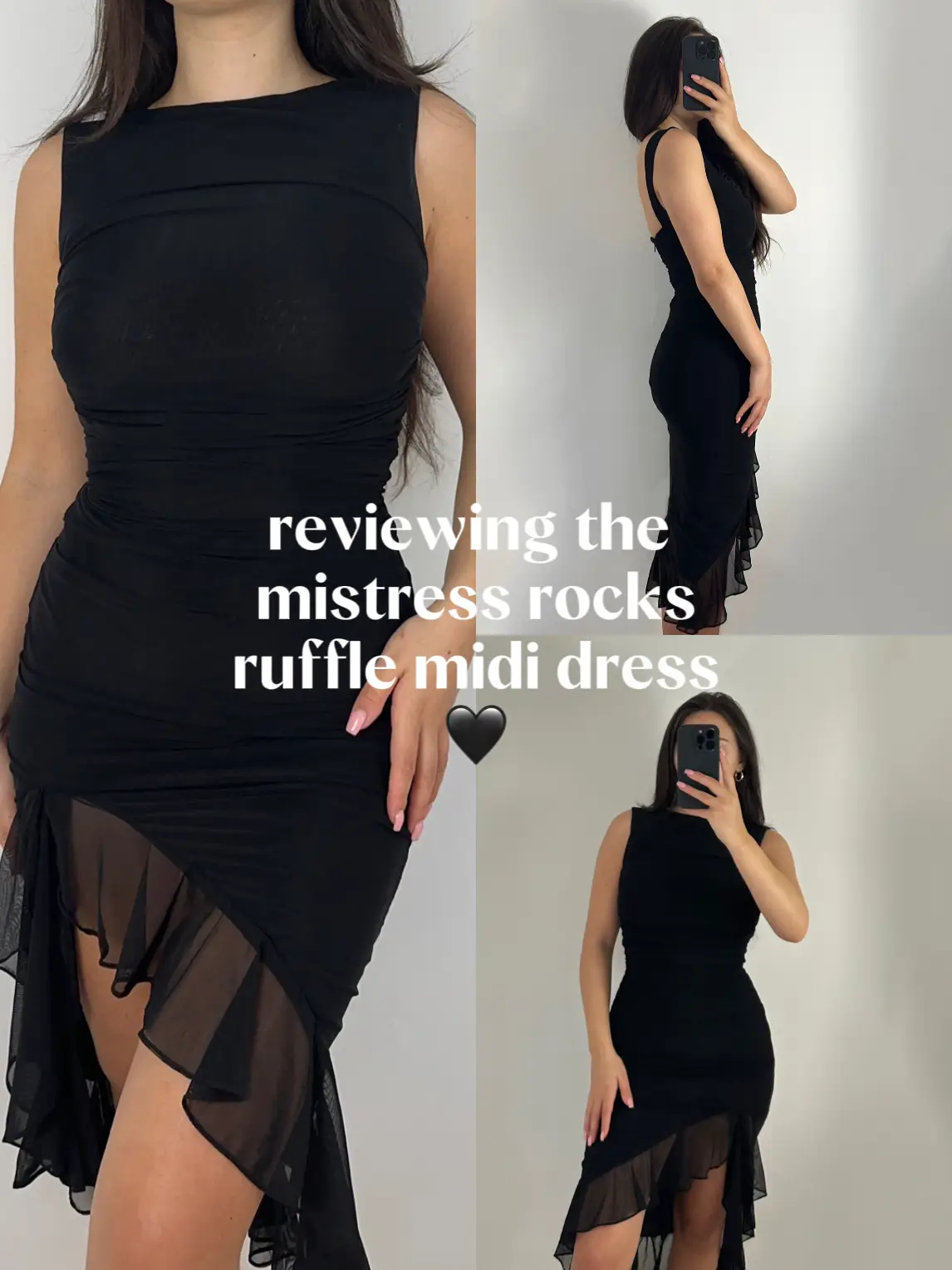 Plus Size Simona Satin Ruffle Midi Dress- Black
