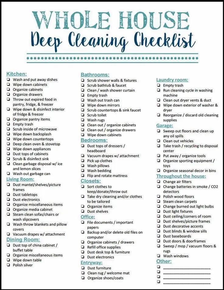 Ultimate Deep Cleaning Checklist, 2024