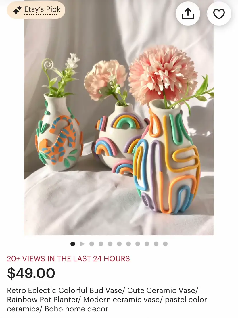 Retro Eclectic Colorful Bud Vase/ Cute Ceramic Vase/ Rainbow Pot