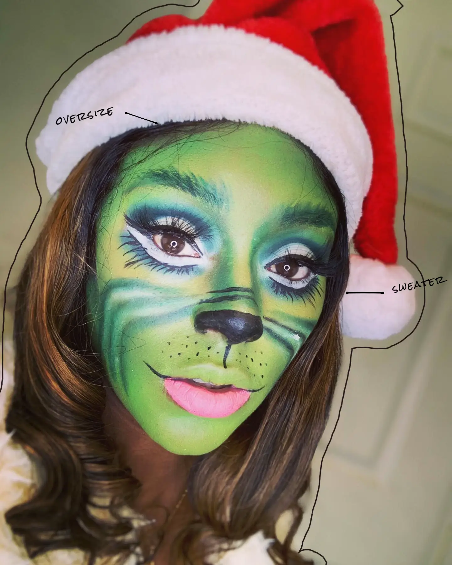 Stunning Half Grinch Face Paint