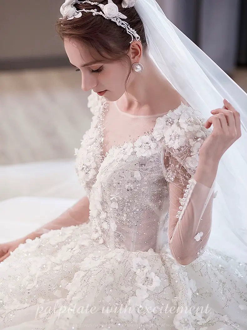 ベスト商品 結婚式高品質 ウェディングドレス気質 花嫁8J