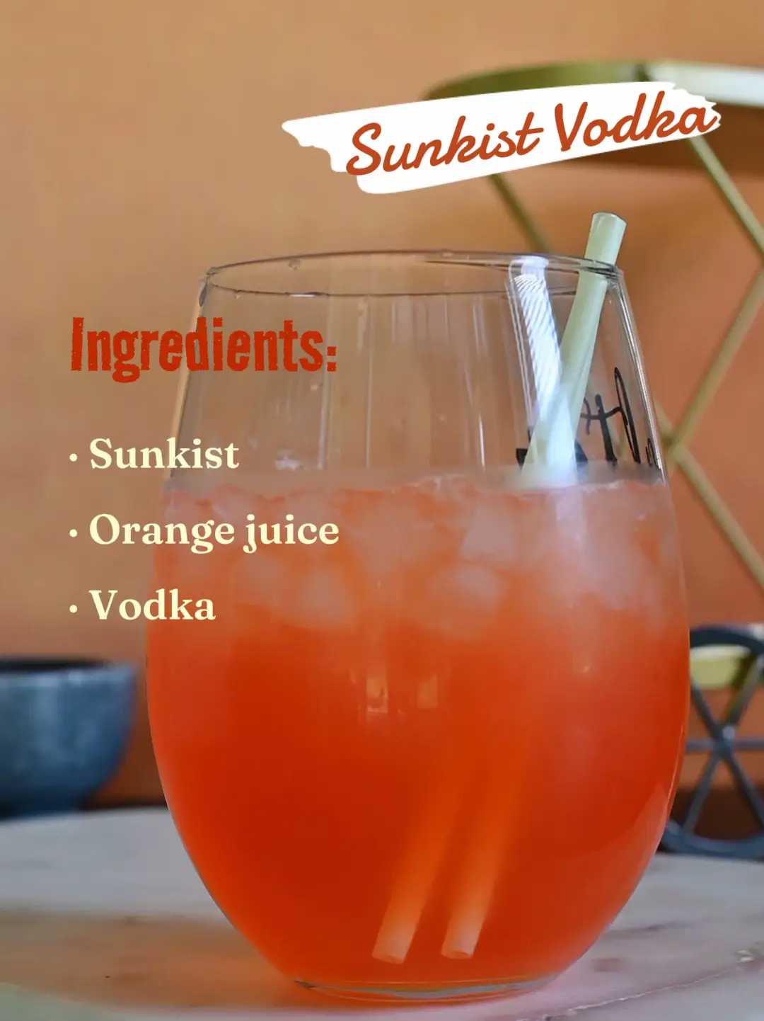  A glass of orange juice with vodka.