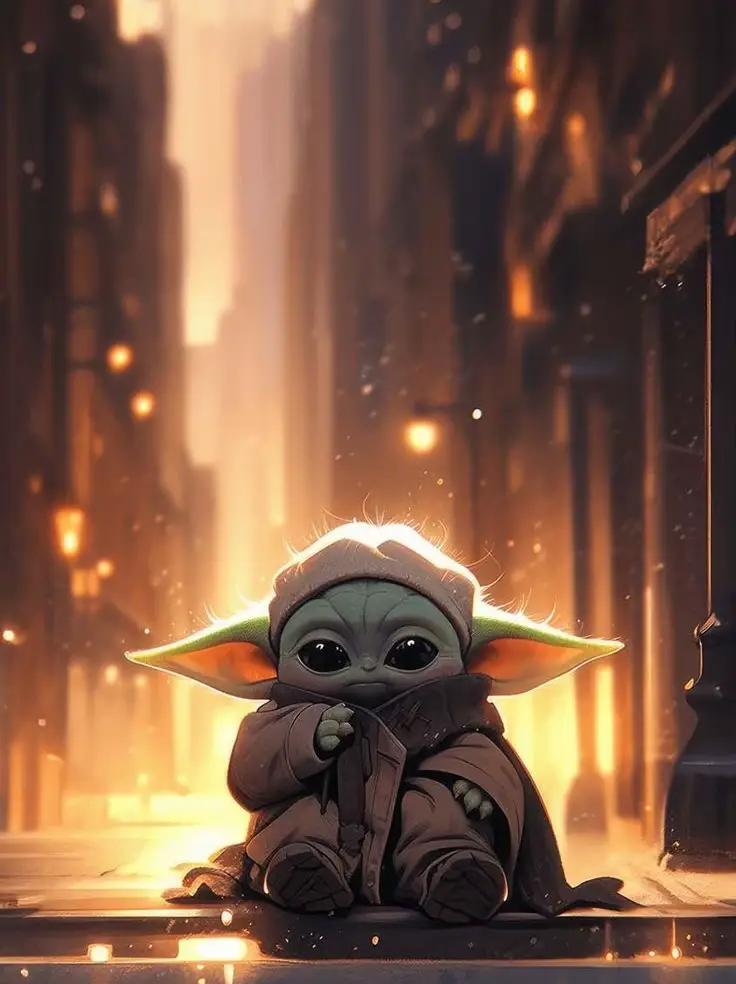 Cute Animated Baby Yoda Star Wars Mandalorian Digital Image .PNG file