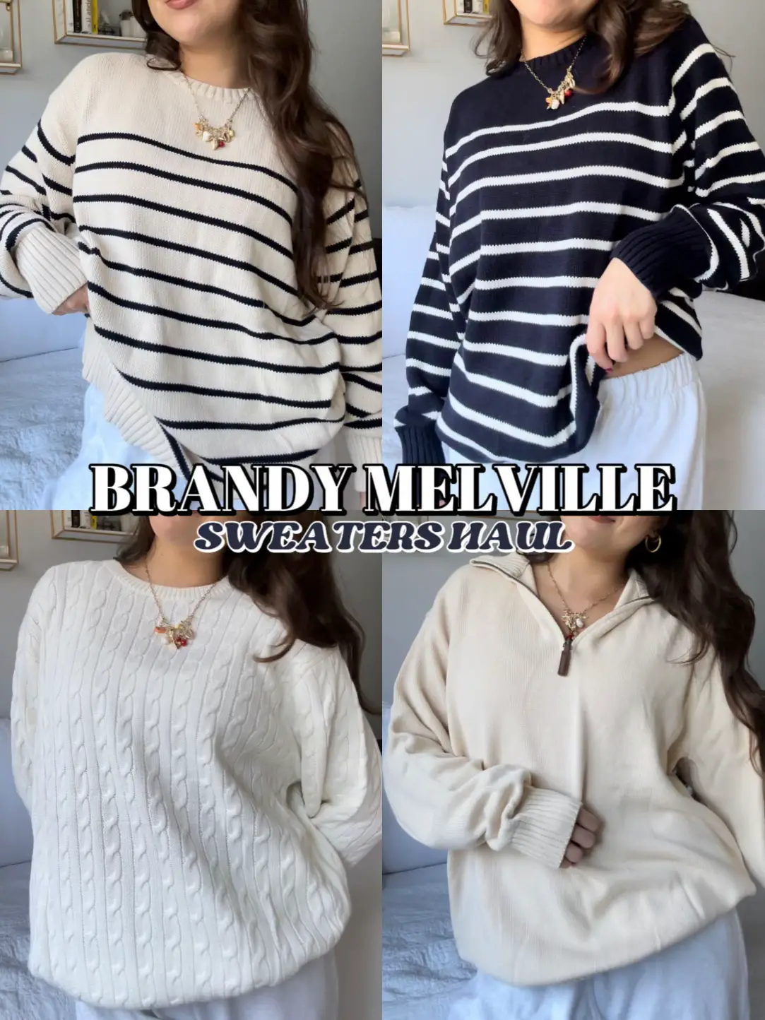 Brandy Melville Women's Knit Sweater Stripe Grey Gray Size XS/S