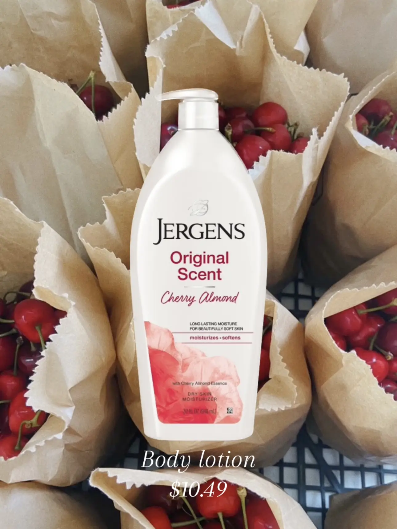 Jergens Original Cherry Almond, Oil-Infused Moisturizer, Hand and Body  Lotion for Dry Skin 