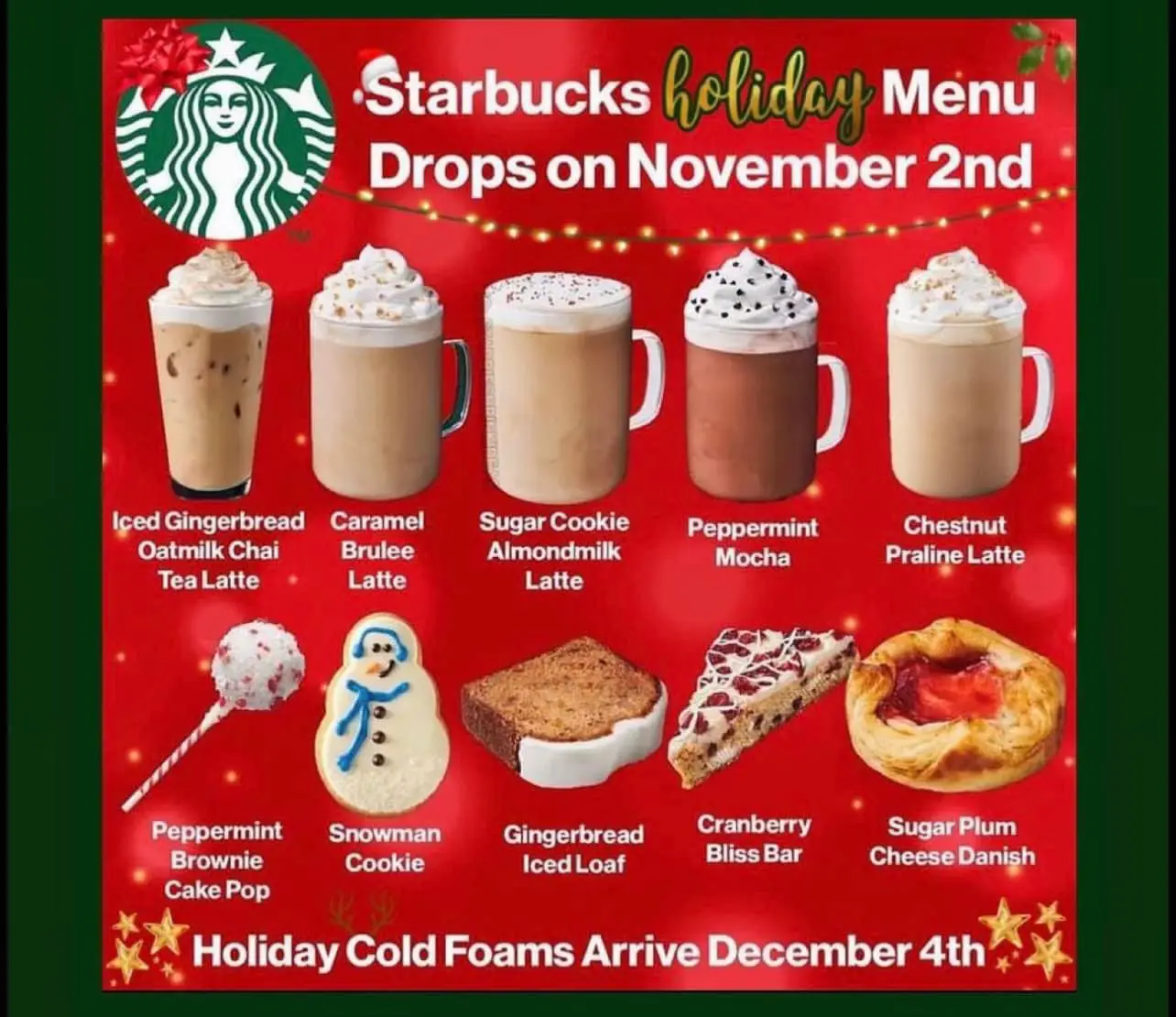 New Starbucks Holiday Cold Foam Drinks Available!