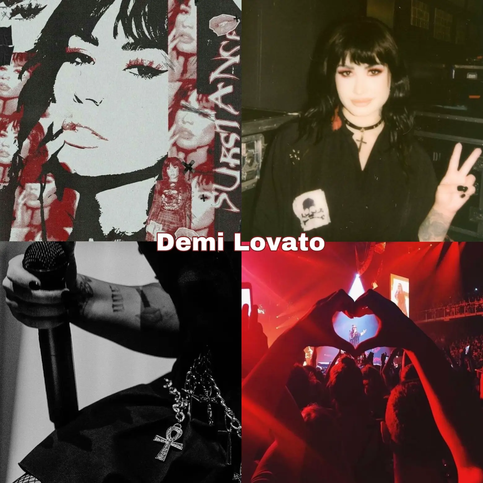  A collage of photos of Demi Lovato.