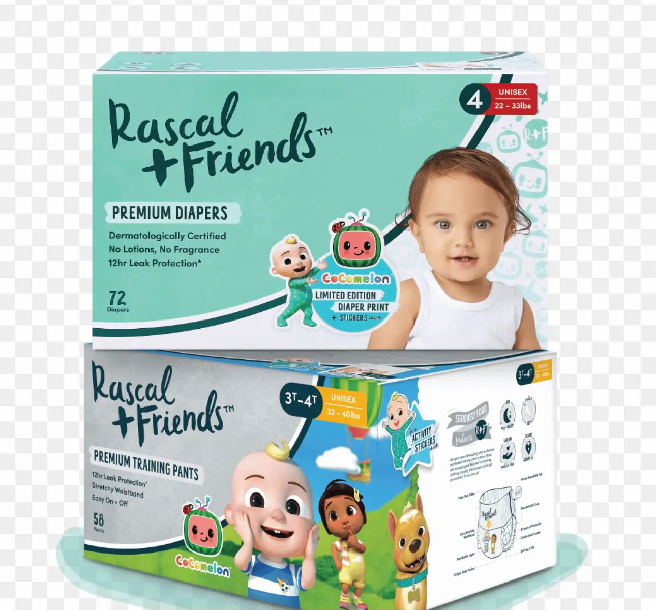 *NEW SIZE 7* Rascal + Friends Cocomelon *SAMPLE* of SIX (6) Diapers