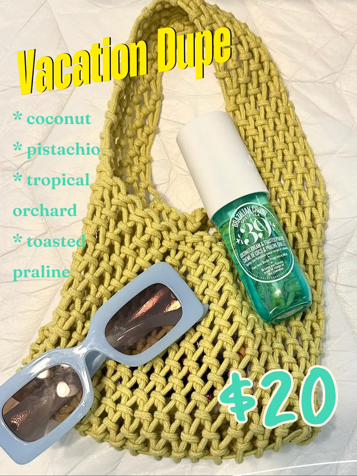 A bottle of coconut pistachio hair and body fragrance mist.