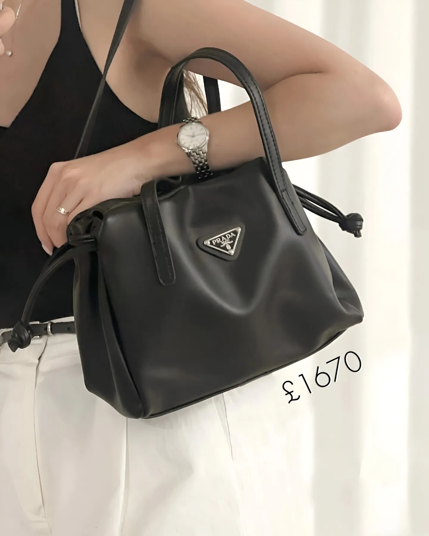 Prada Saffiano Leather Two-Way Top Handle Messenger Bag Blush