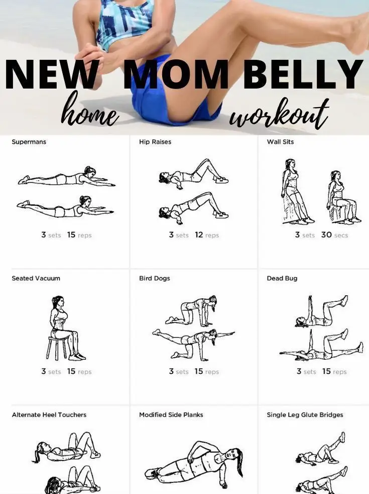 Get rid of the mom pooch with these standing moves. Diastasis Recti & Knee  friendly 💖 Complete 3 sets of 12 reps per move. Click the l