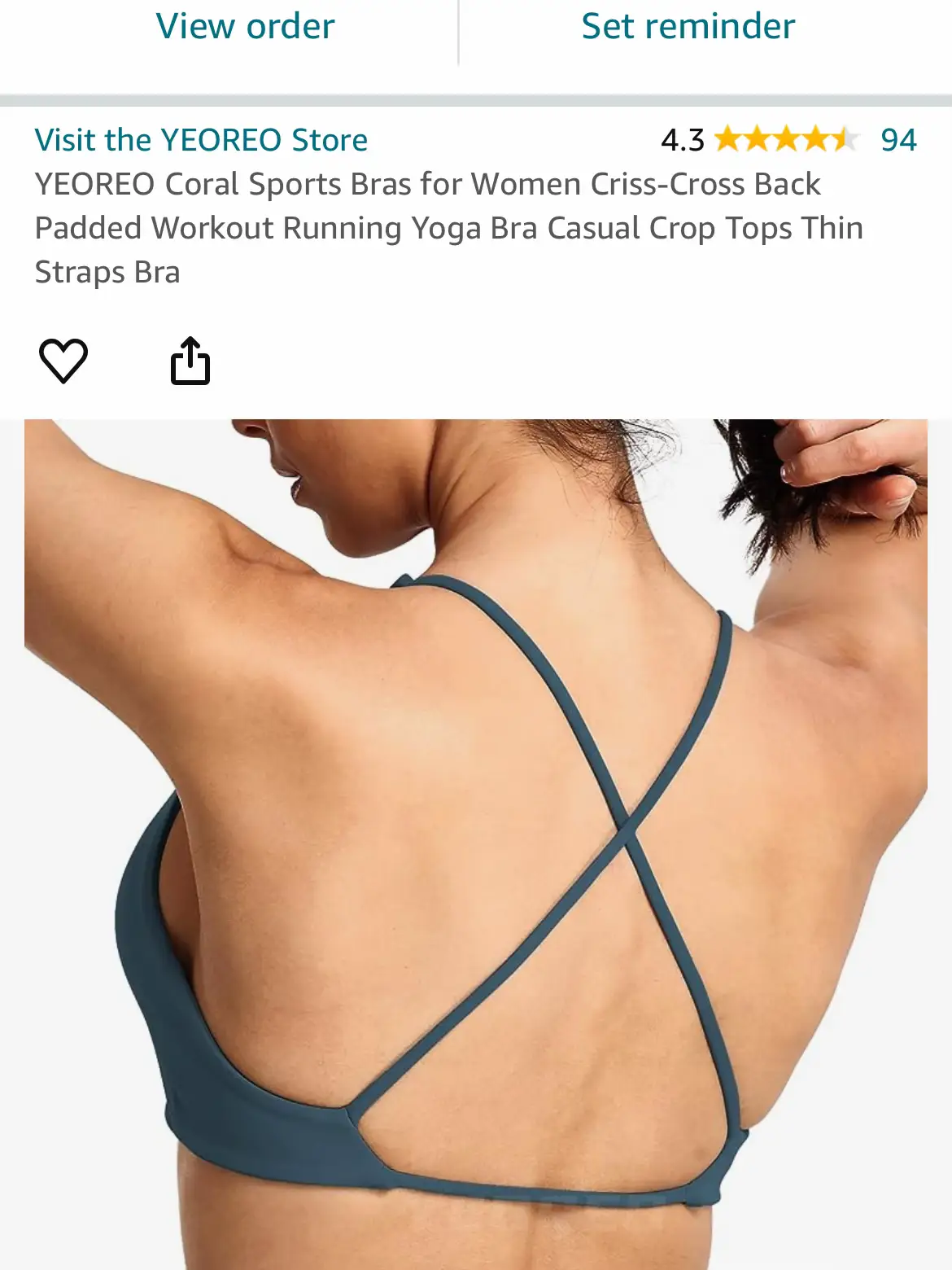 YEOREO Coral Sports Bras for Women Criss-Cross Back Padded Workout Running  Yoga Bra Casual Crop Tops Thin Straps Bra