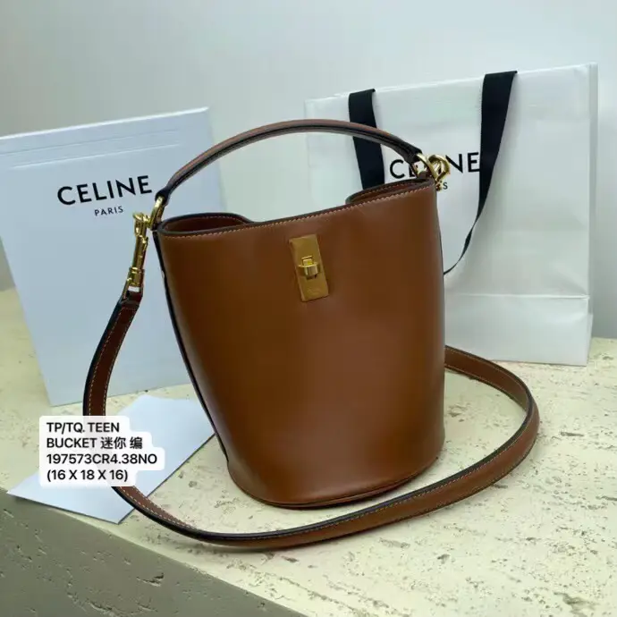 Celine Teen Bucket Bag in Brown