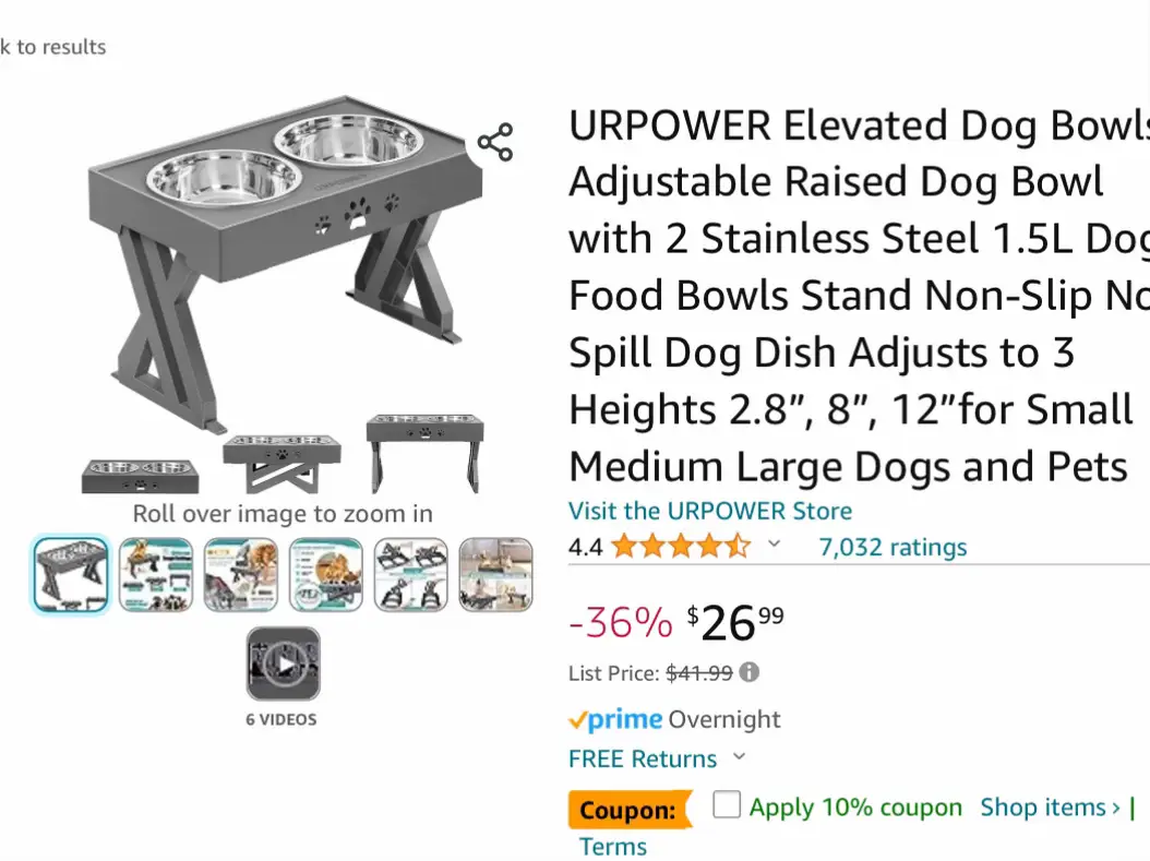 No Spill Dog Dish Adjusts to 3 Heights Adjustable Elevated Dog