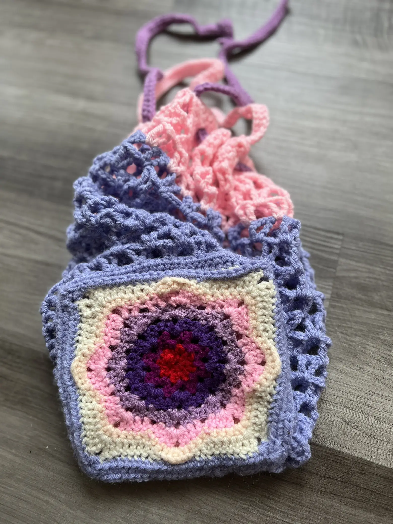 Crochet Pattern Yarn and Colors Foldable Net Bag 
