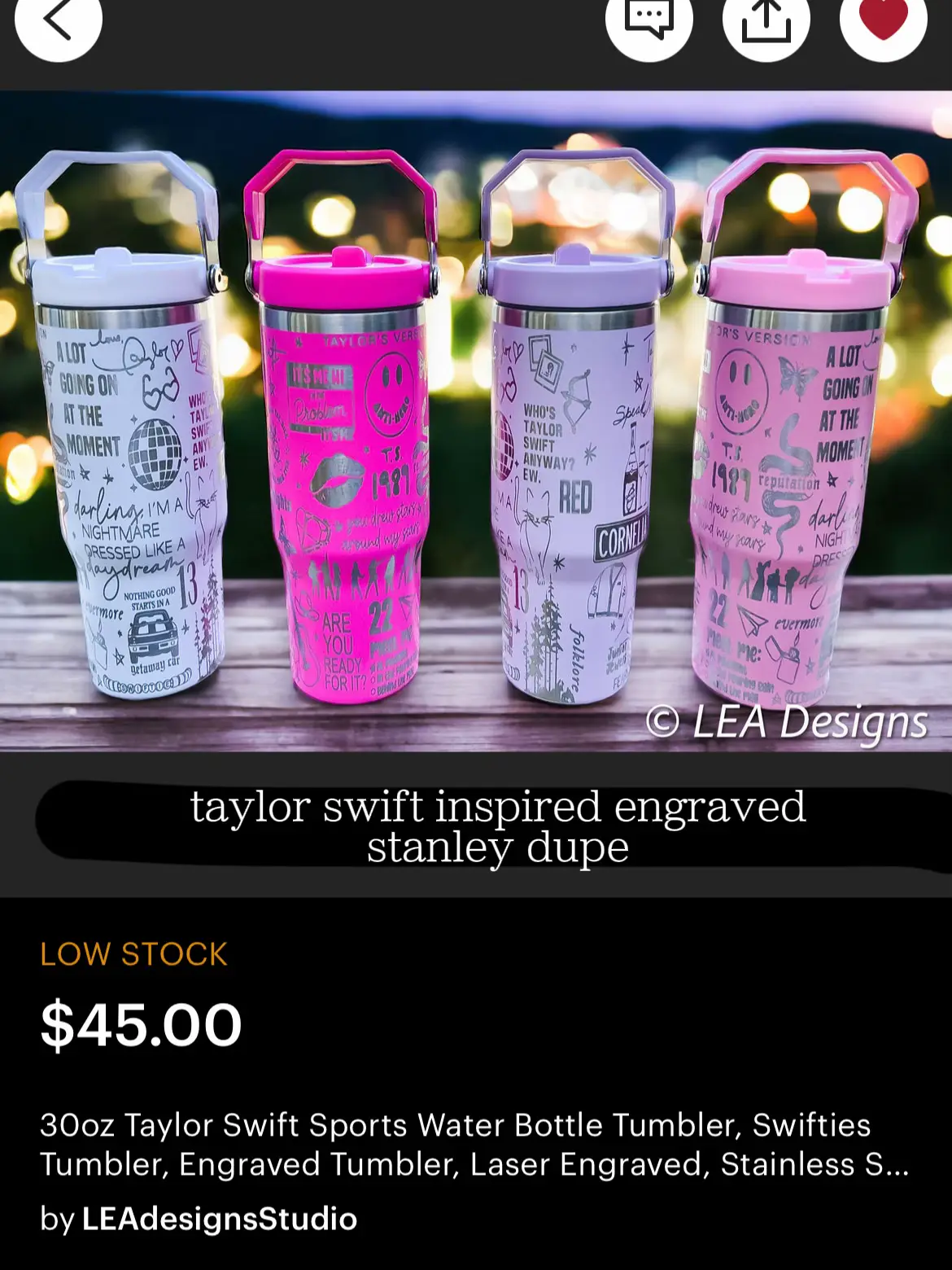 Taylor Swift Engraved Tumbler
