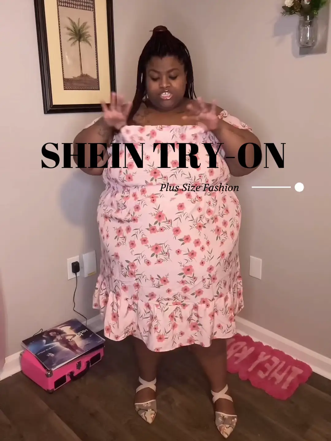 SHEIN Plus Frill Trim Star Mesh Overlay Dress