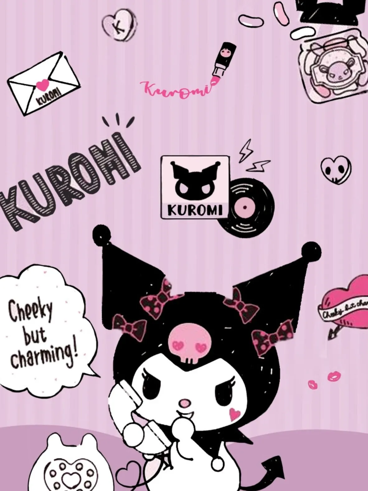 Download Kuromi On A Pink Cherry Wallpaper
