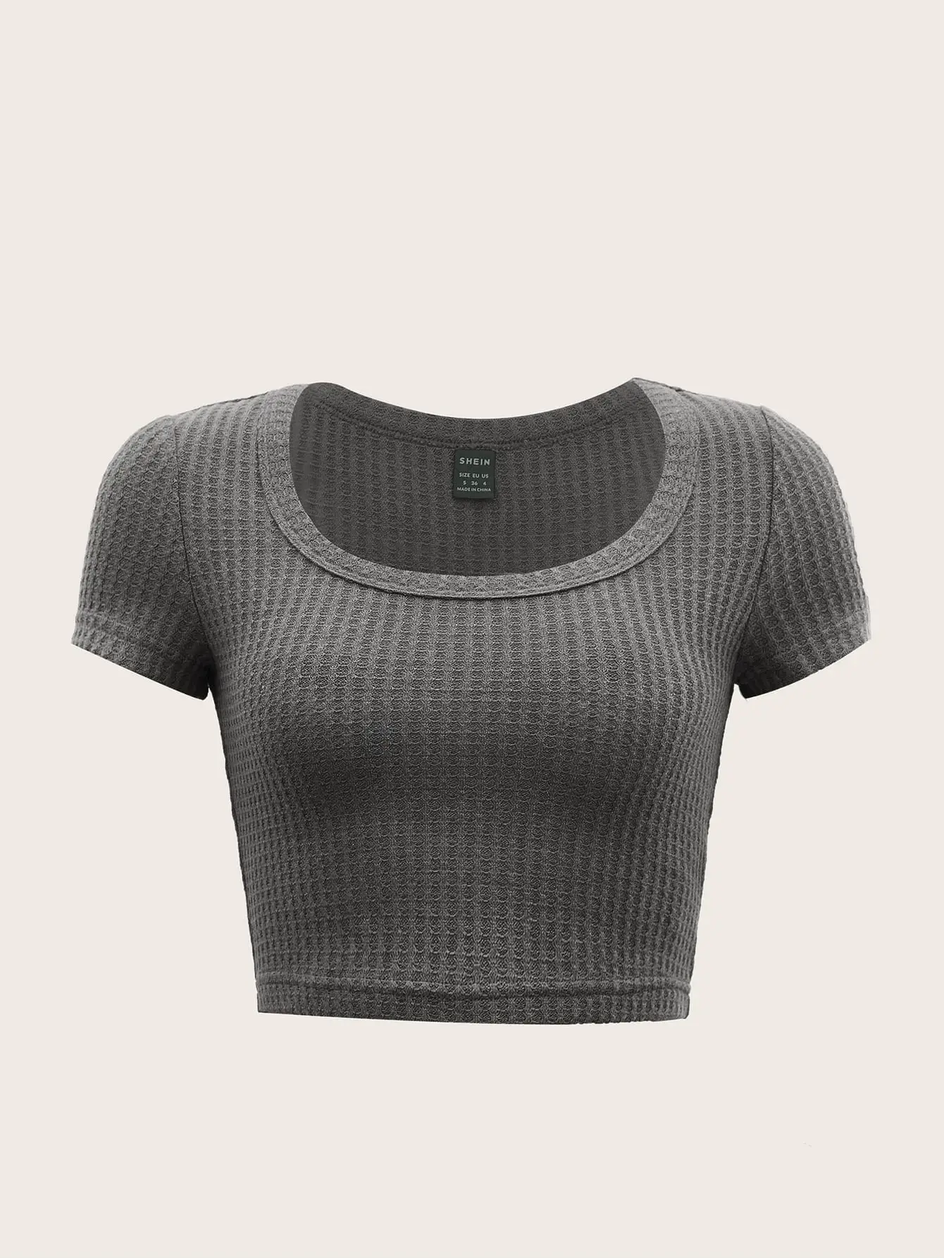 SHEIN Essnce Square Neck Rib-knit Tee Bodysuit
