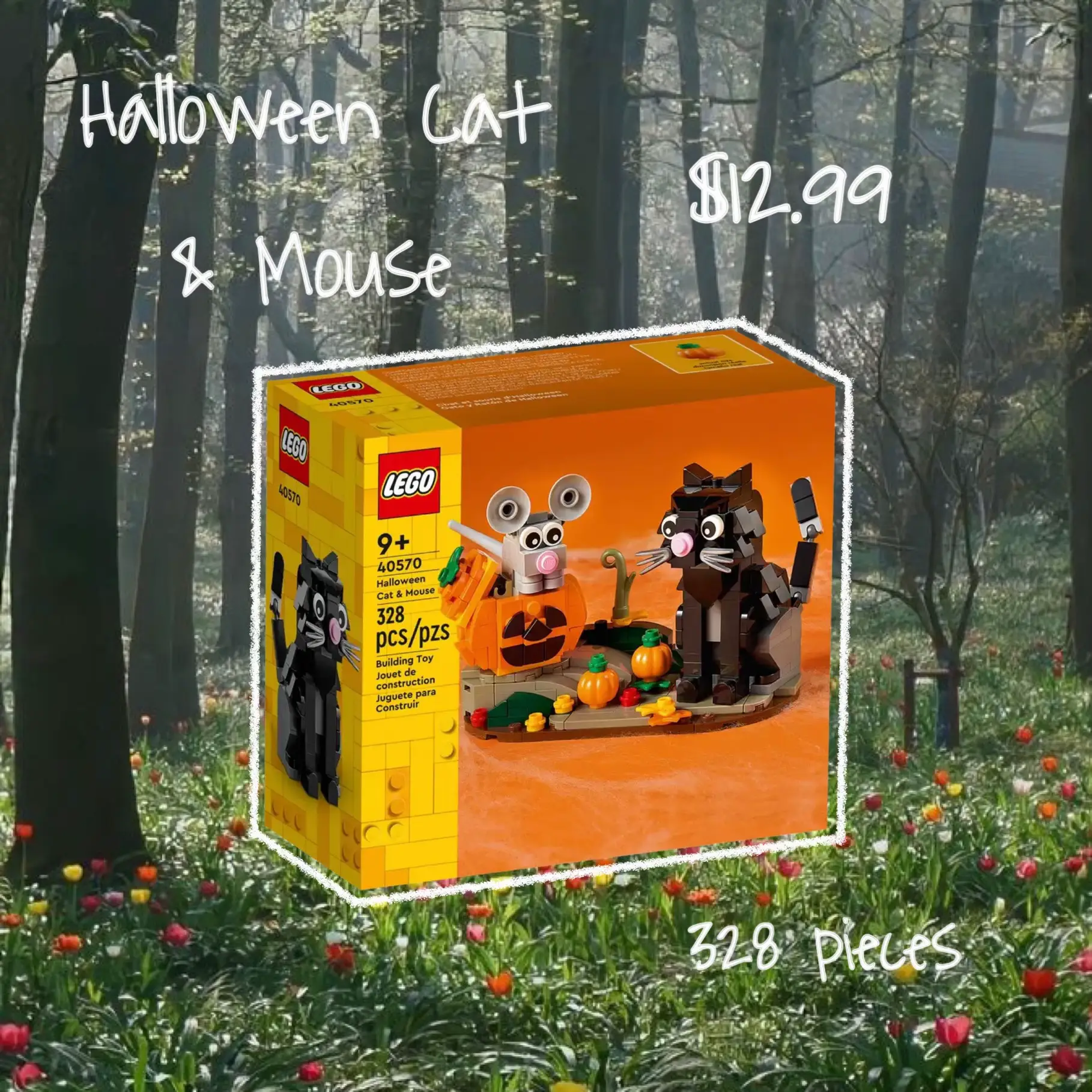2 pack) LEGO Halloween Cat & Mouse 40570 Building Kit, Whimsical Halloween  Décor with Adorable Cat, Mouse, and Pumpkin Toys, Halloween Toy 