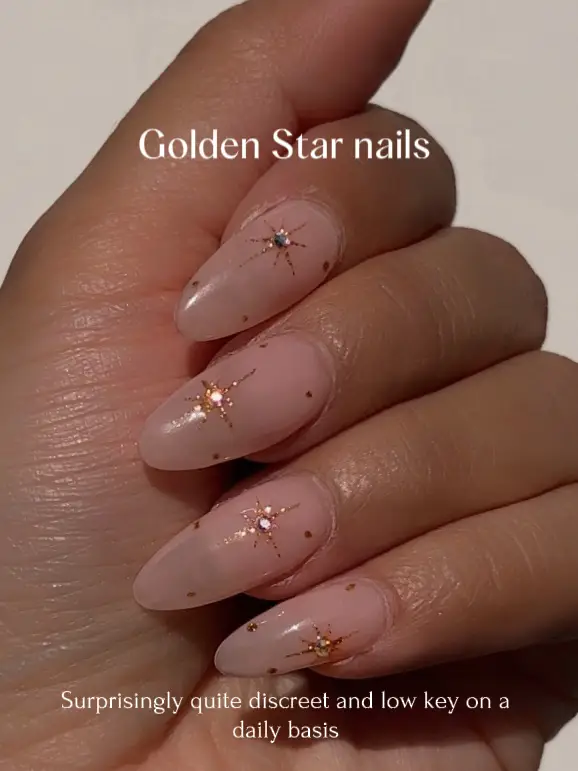 Star Nails Are Trending Now : Gold Polish Star Nails