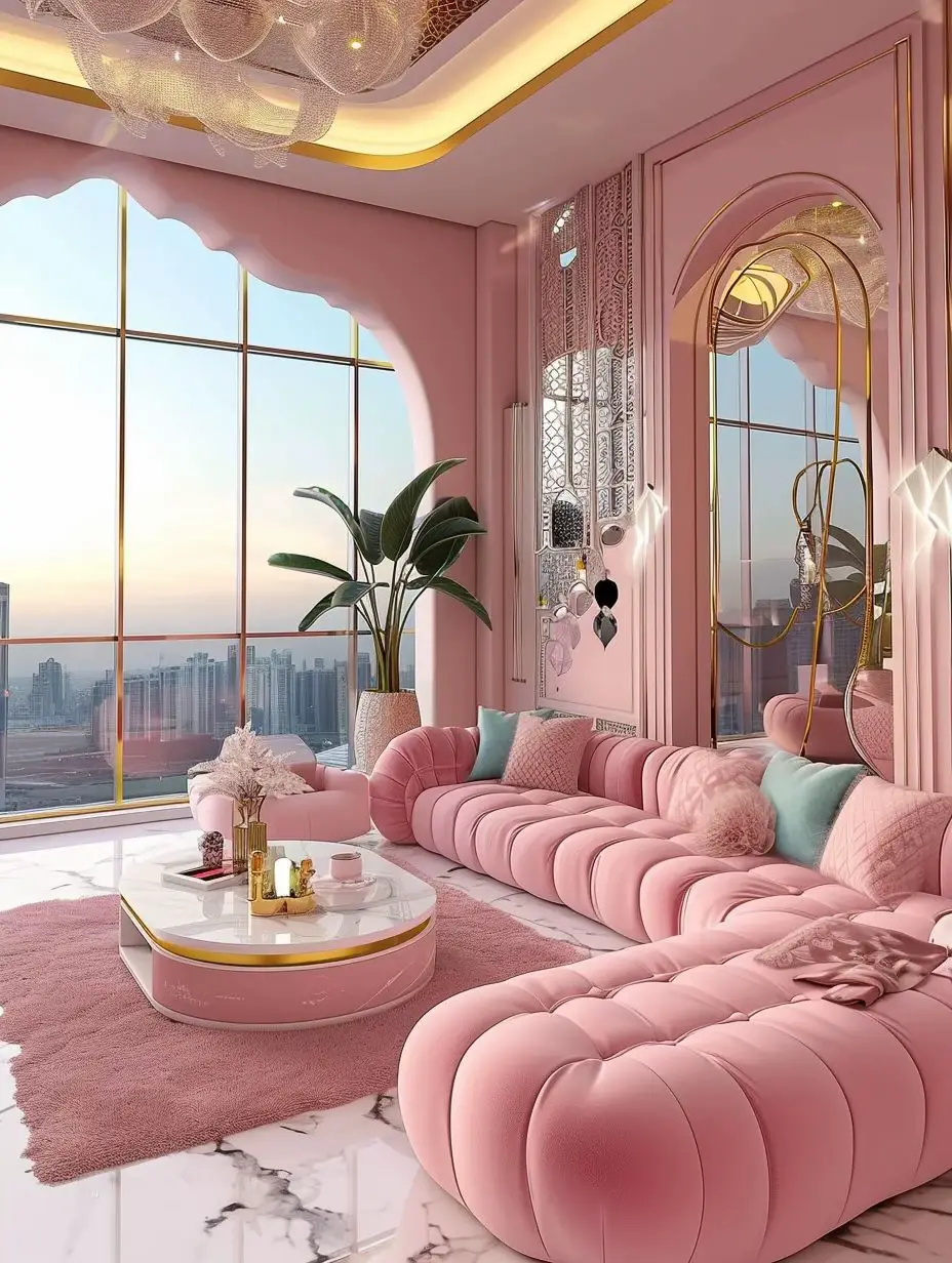 Luxury pink 2024 living room