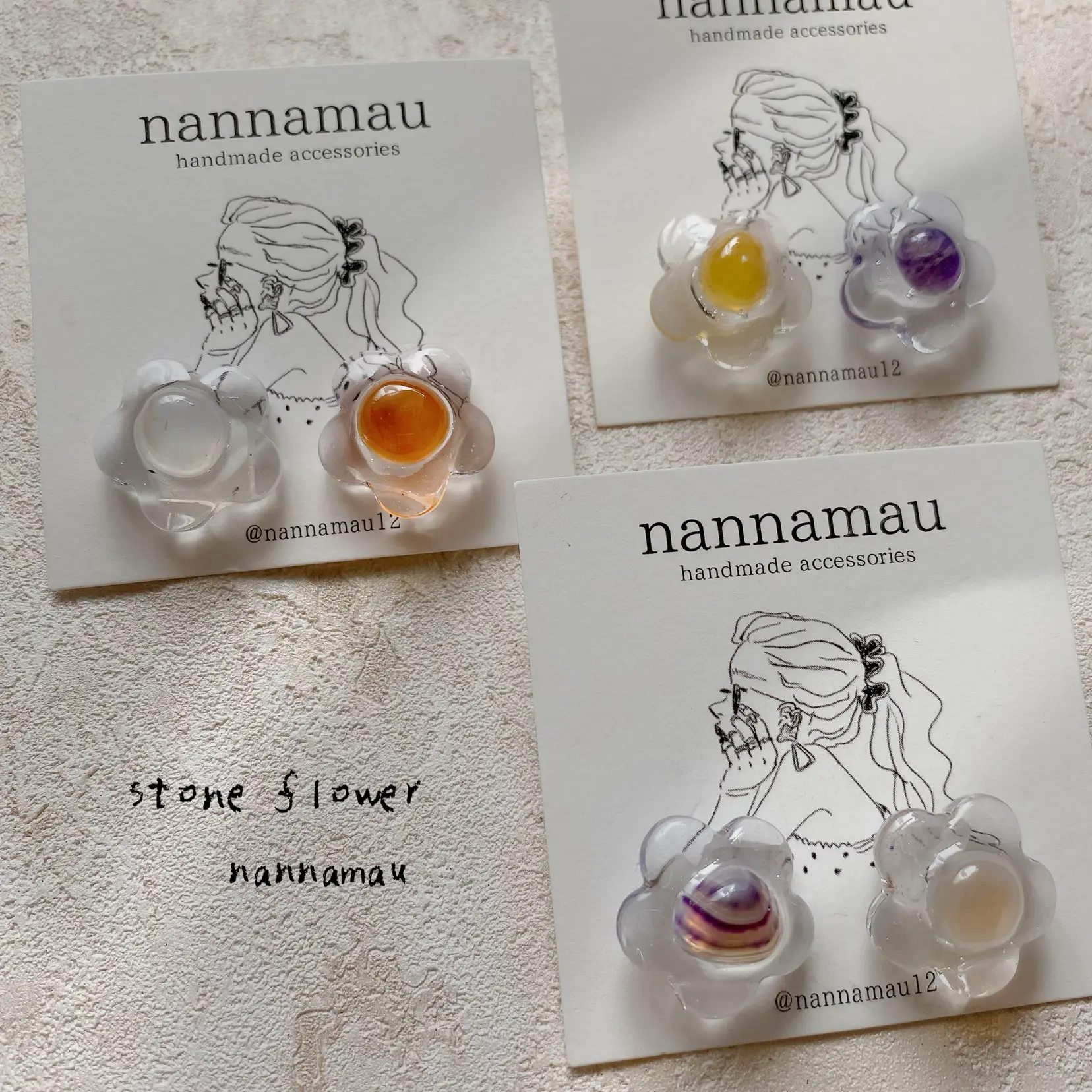 Handmade✿ブルー×ピンクレモン型レジンピアス - ピアス