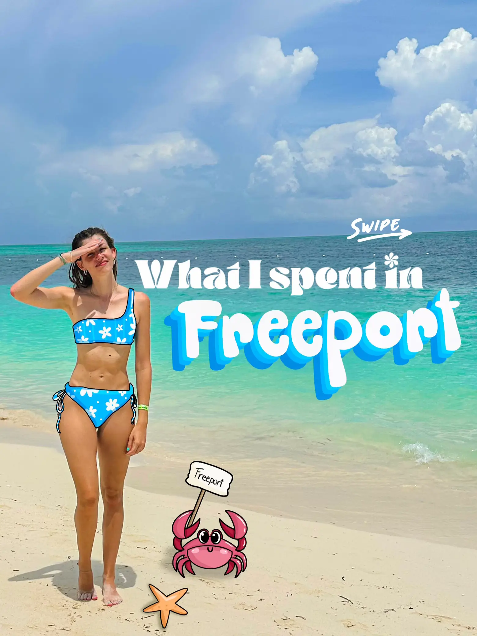 Peruvian Model Poses Freeport Bahama White Pink Frilly Bikini