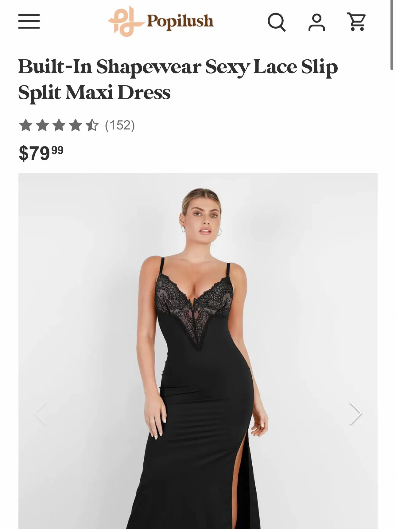 TikTok Shop Popilush Built-In Shapewear Lace Slip Split Maxi Dress