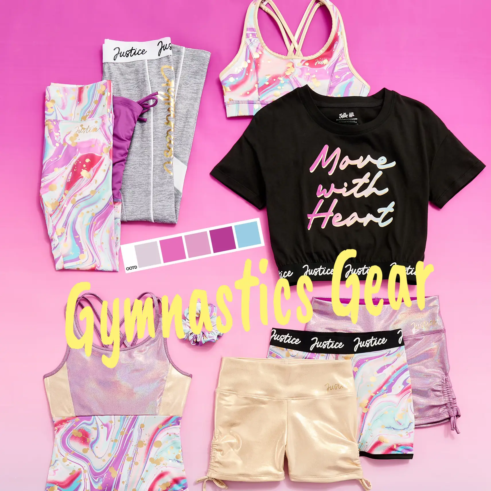 Justice Gymnastics Collection  Justice clothing, Girls gymnastics outfit,  Leotard fashion