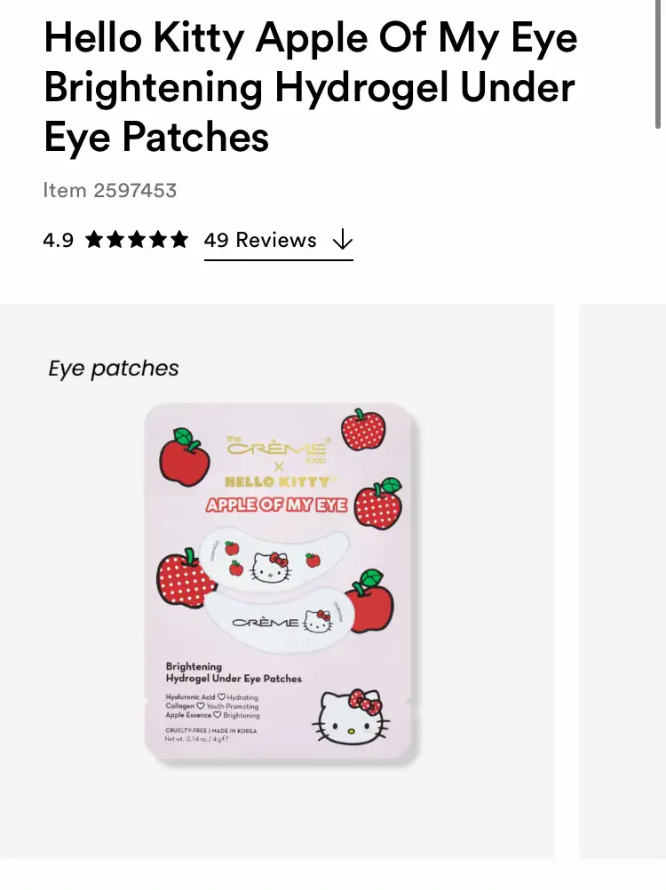 Hello Kitty Apple Of My Eye Brightening Hydrogel Under Eye Patches