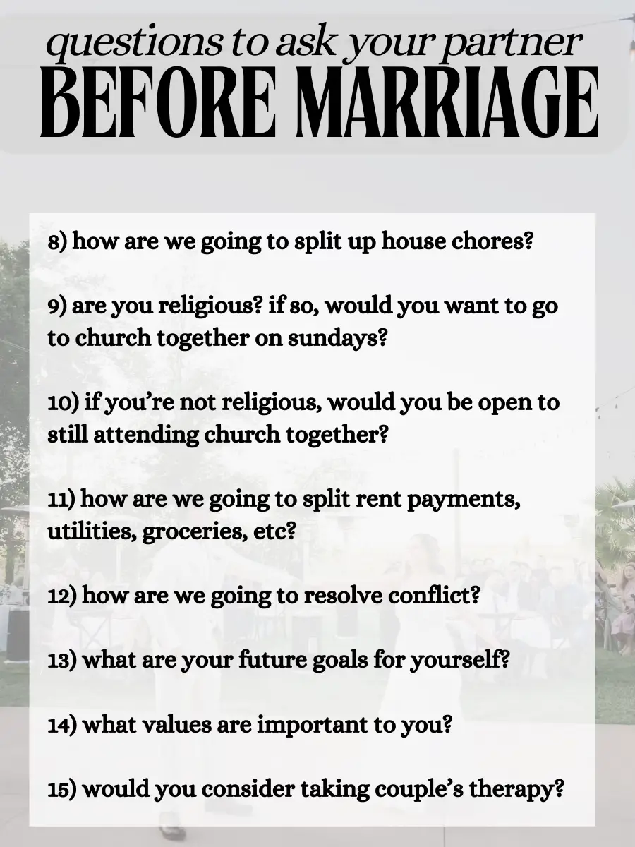 Questions To Ask Your Partner Before Marriage 💍 Gallery Posted By