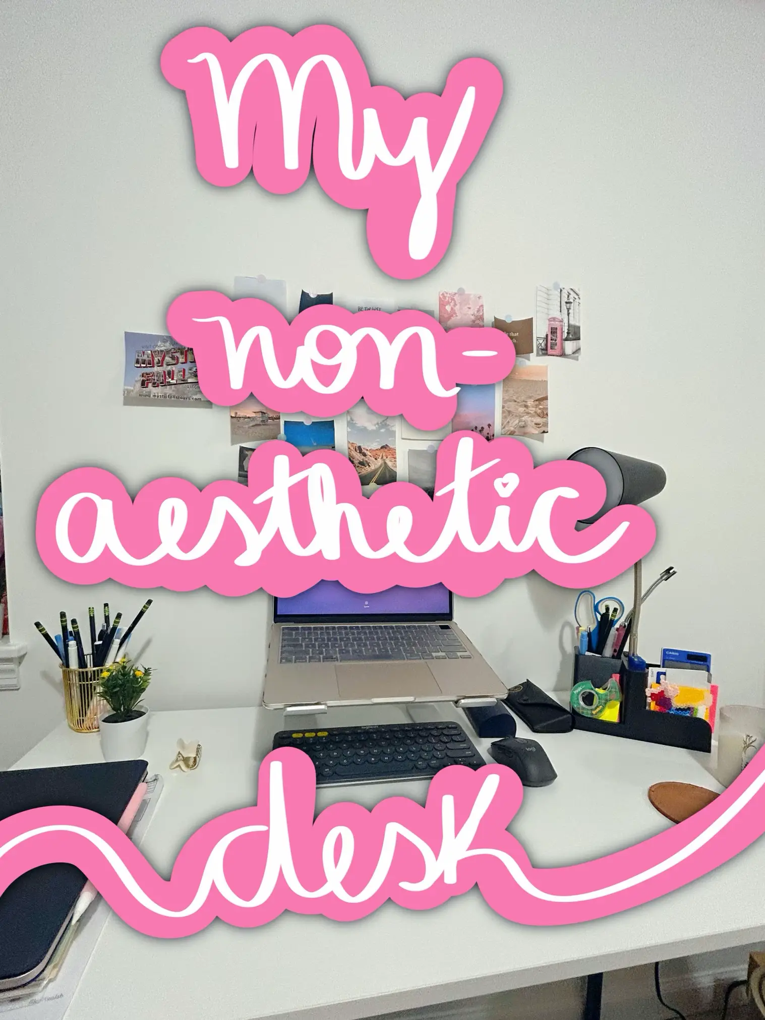 Desk essentials 👀 Tap to see my fave items and where to get them! ✨  #myworkspace #studyspace #studygram #studydesk #maximalism…