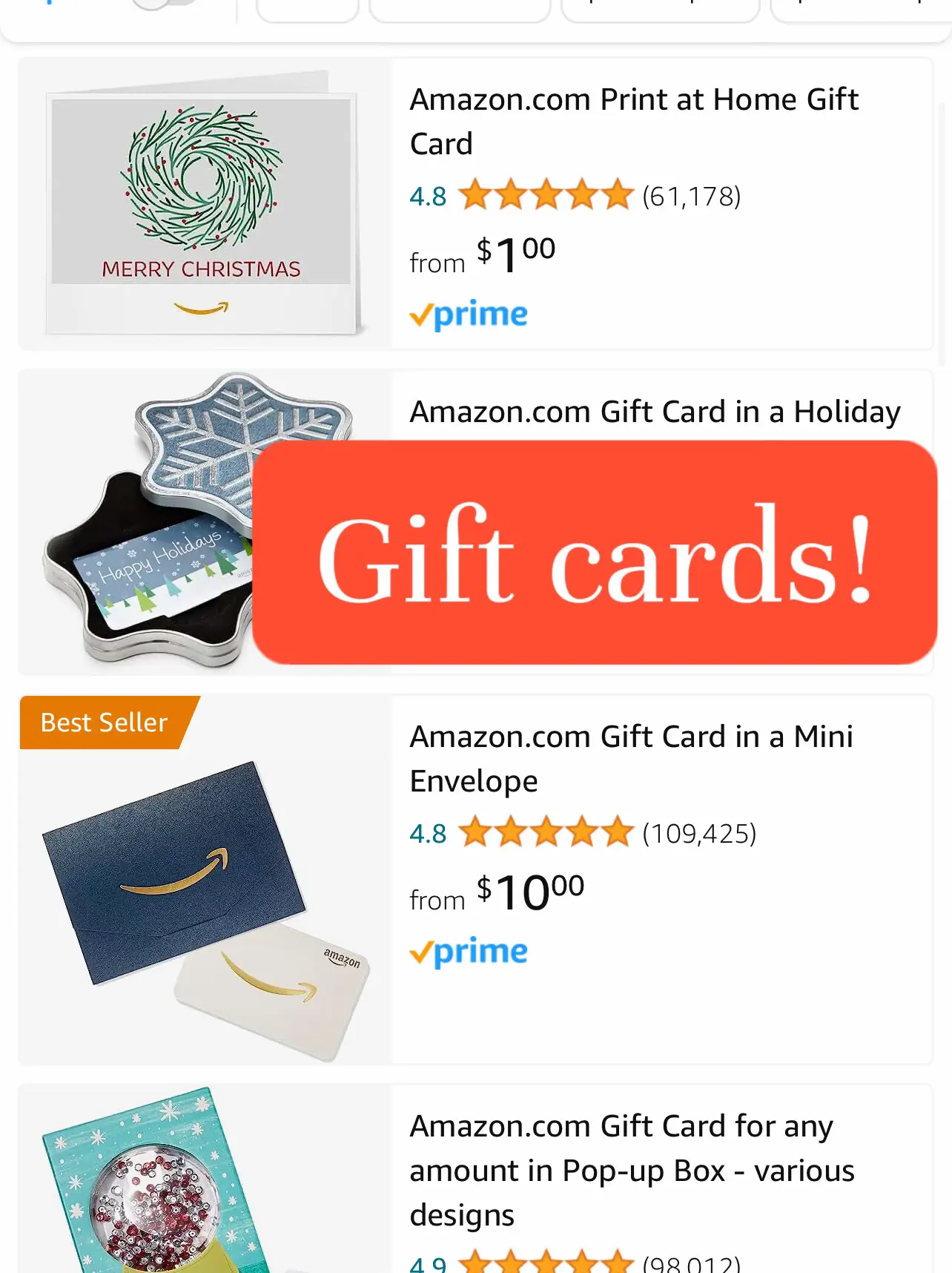 Gift Card for any amount in Pop-up Box - various designs