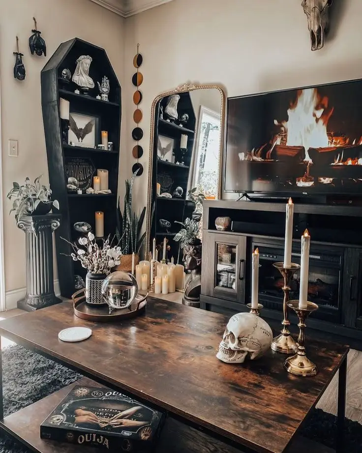 Printed Tea Towel, Linen Cotton Canvas - Victorian Skulls Halloween Antique  Gothic Vintage Style Skeleton Horror Goth House Decor Print Decorative