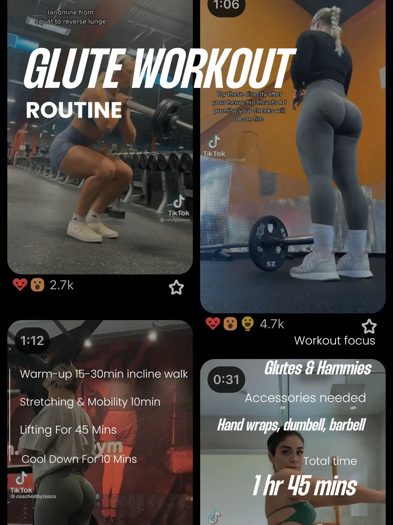 GLUTE + HAMSTRING WORKOUT 1. Landmine RDL 3 sets x 6-8 rep 2. KAS glu