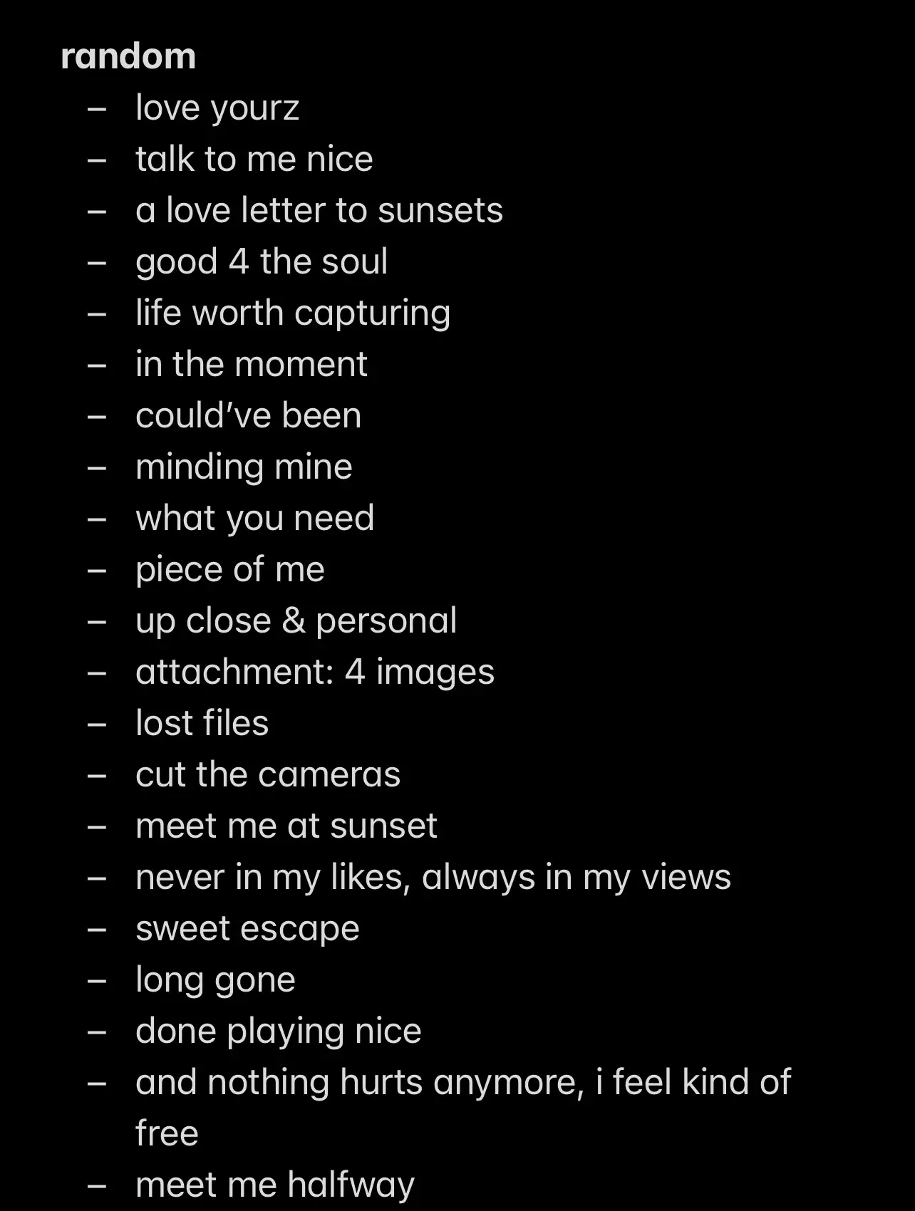  A list of random things to say to someone.
