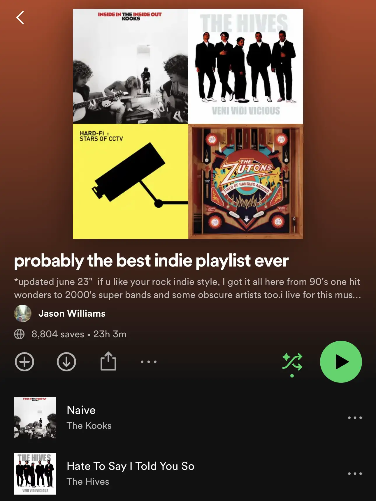  A playlist of music